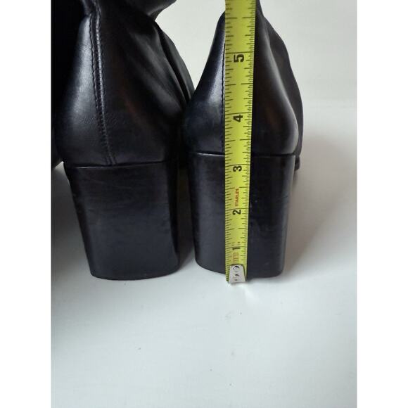 St John’s Bay Womens Knee High Boots Size 8.5 M Black 100% Leather Square Toe - Picture 7 of 11